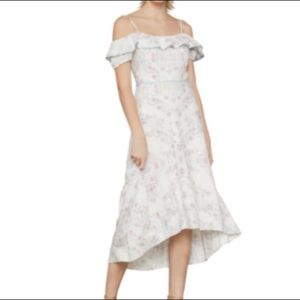 BCBG Maxazria off-shoulder dress. midi